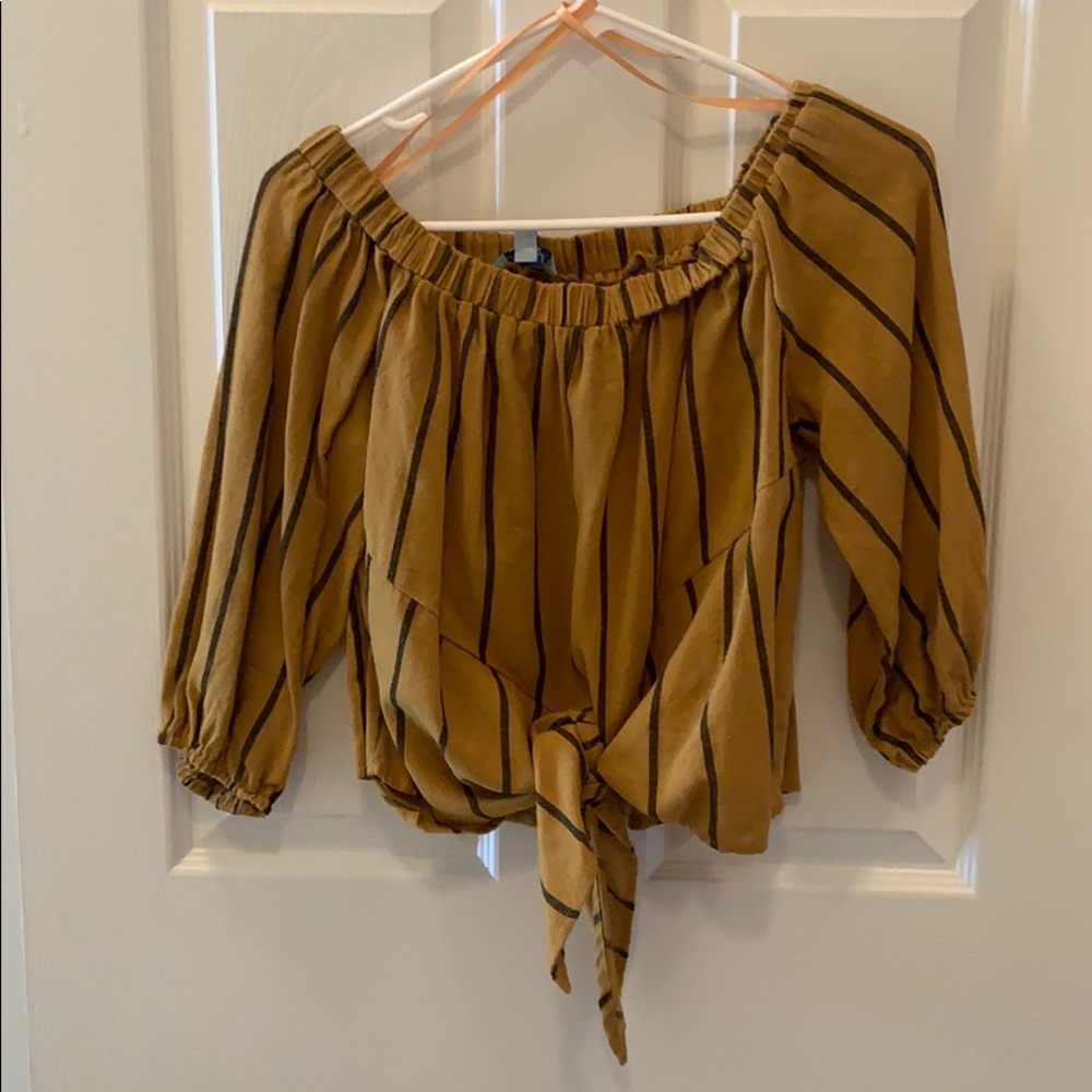Tie front off the shoulder blouse